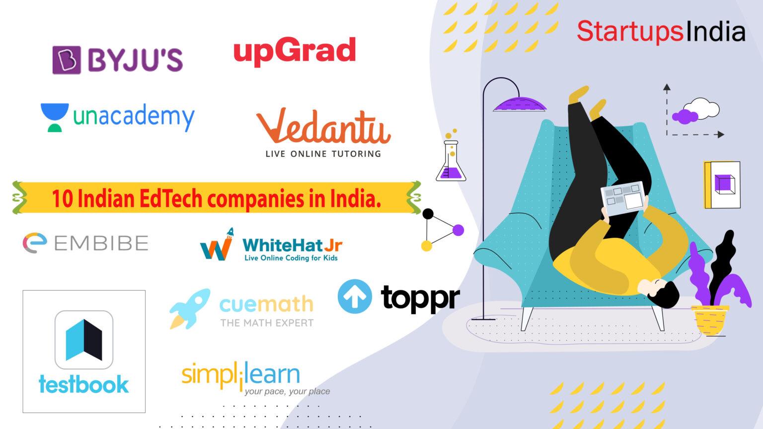 10 Indian EdTech companies in India. StartupsIndia
